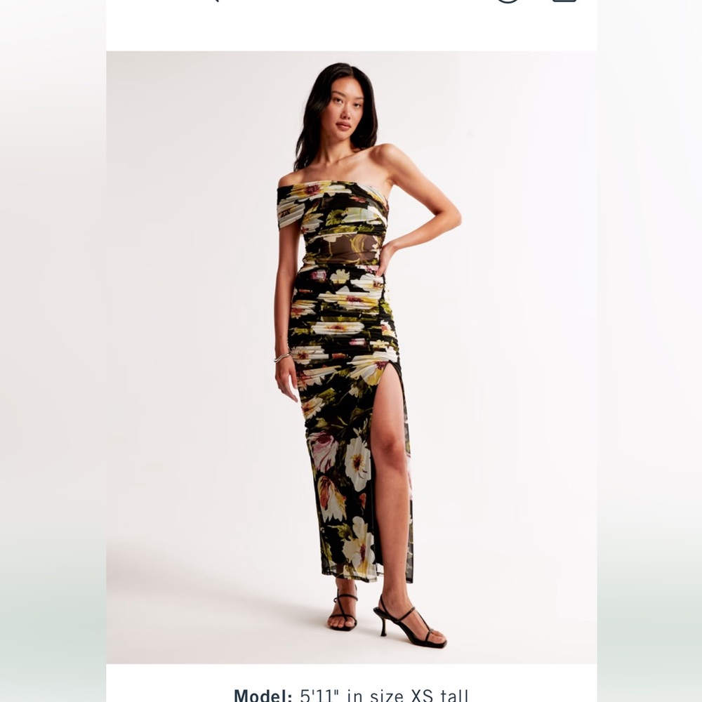 Abercrombie & Fitch Strapless Floral Dress - Black and Green